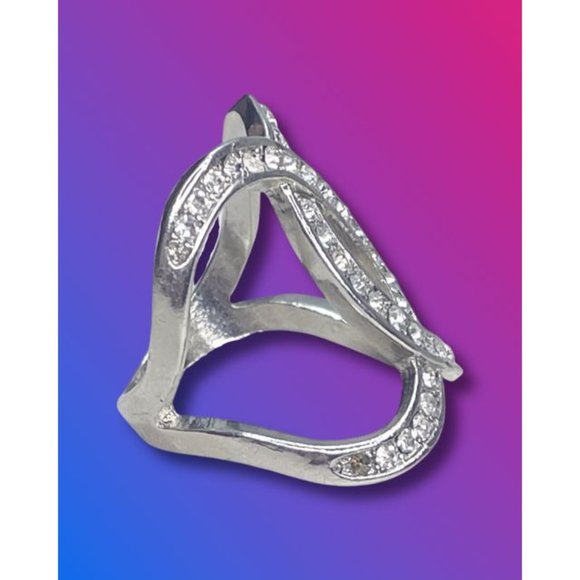 1/4 CT CZ Silver Crossover Open-Space Ring Size 7.5 with Bonus Free Silver Wave - Picture 10 of 13